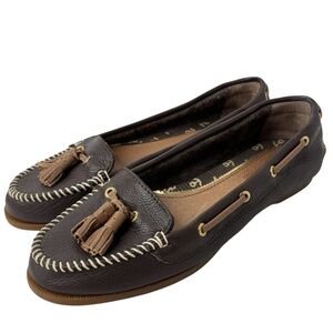 Sperrys Top Sider Sabrina 6 Brown Leather Loafers Flats Boat Shoes Nautical NEW